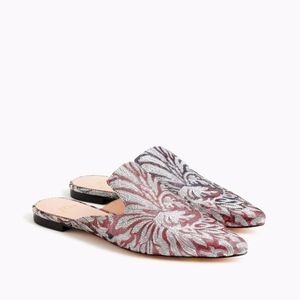 J Crew Pointed toe slide in metallic jacquard New!